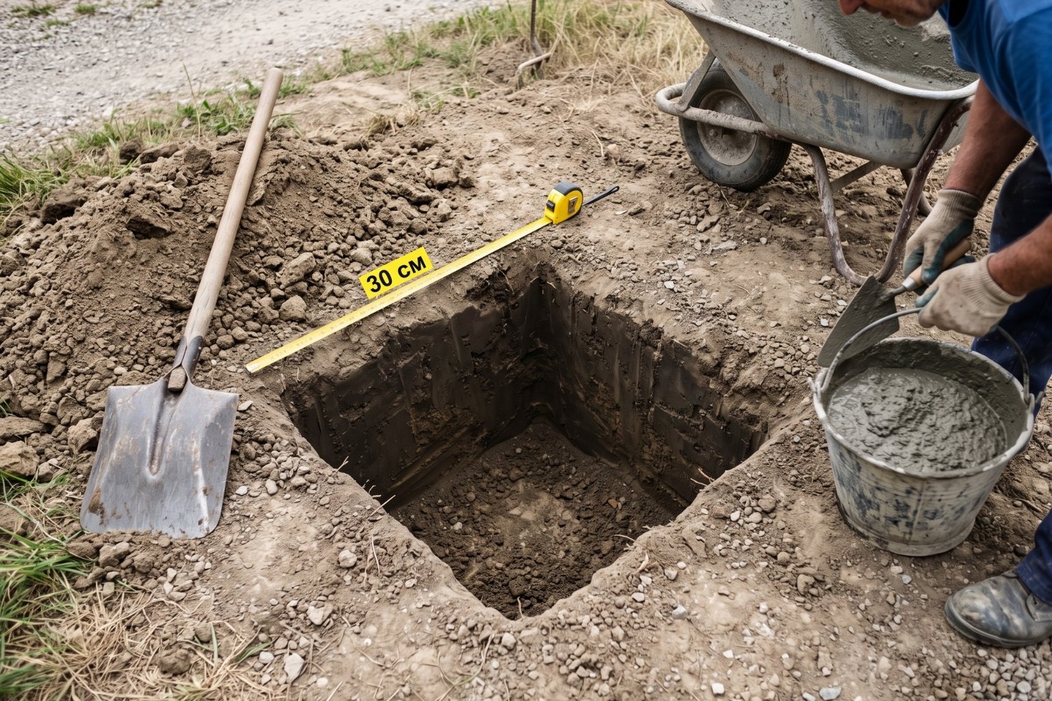 Combien de béton pour un trou de 30x30x30 cm